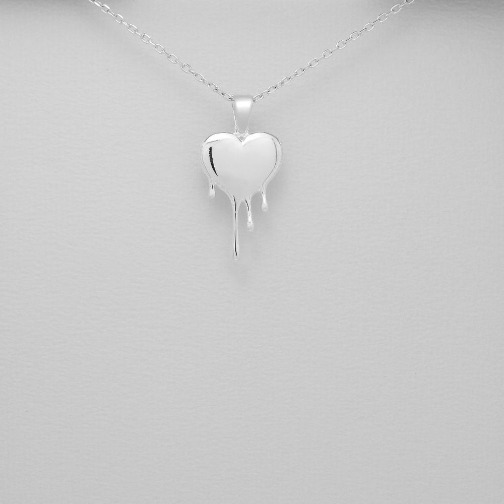 Sterling Silver Melting Heart Necklace